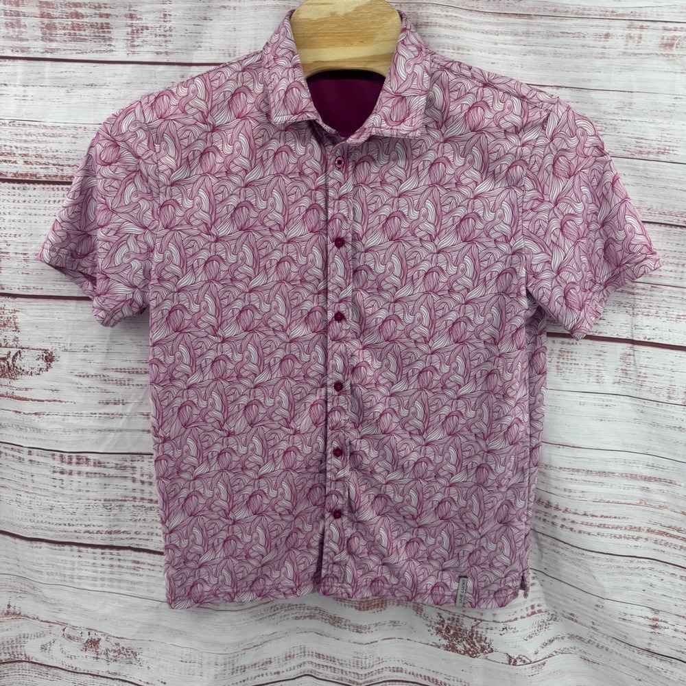 Black Clover Shirt Mens Large Swirl Short Sleeve Button Down‎ Golf Performance